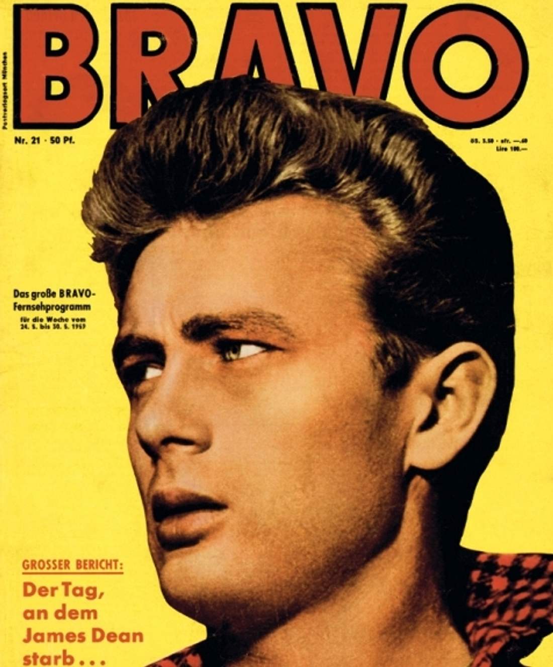 James Dean auf dem BRAVO Cover (Ausgabe 21, 1959)