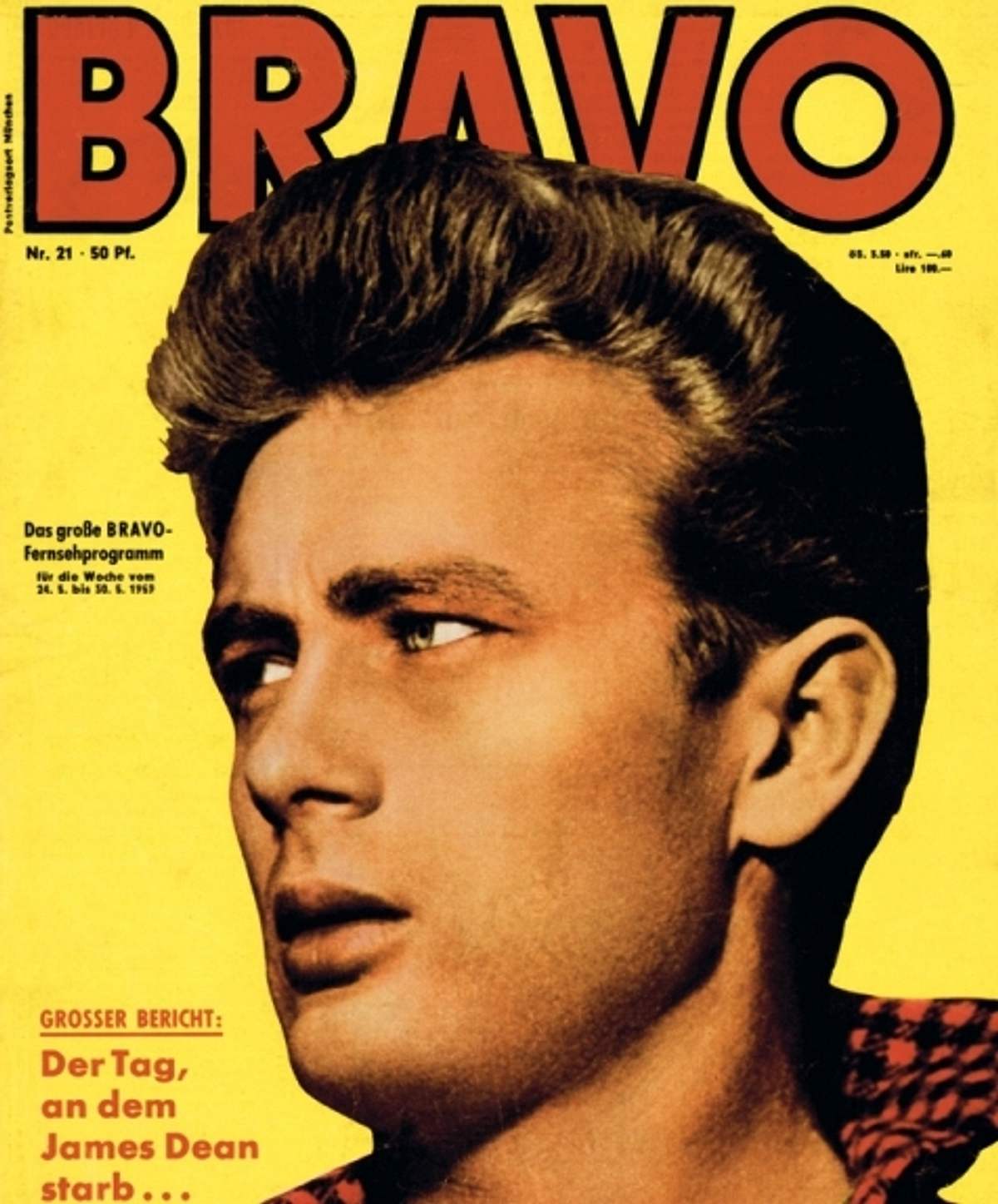 James Dean auf dem BRAVO Cover (Ausgabe 21, 1959)