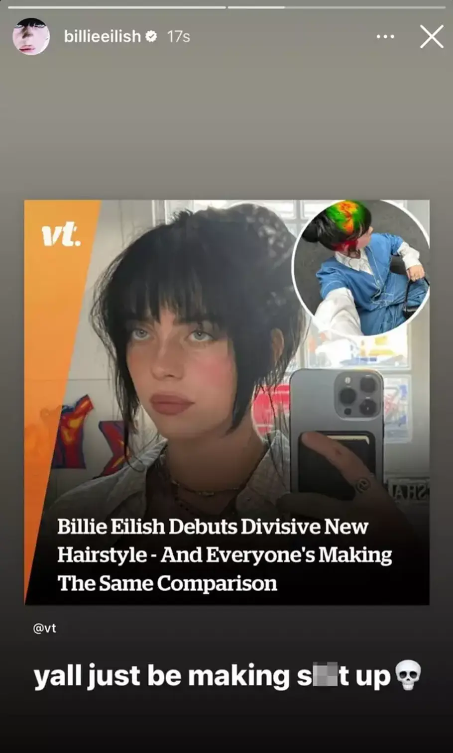 Billie Eilish Instagram-Story