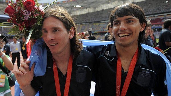 Lionel Messi und Kun Agüero gewannen 2008 Gold beim olympischen Fußballturnier