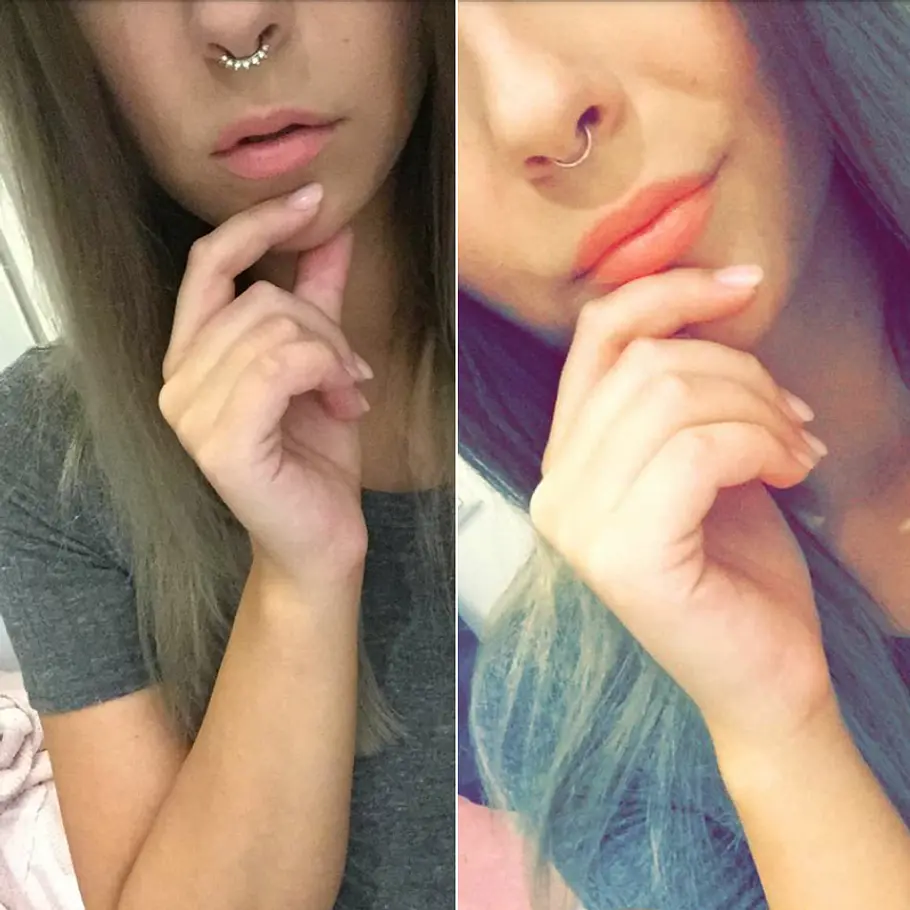 Dagi Bee mit ihren Fake-Piercings, die jetzt leider in der Toilette gelandet sind!