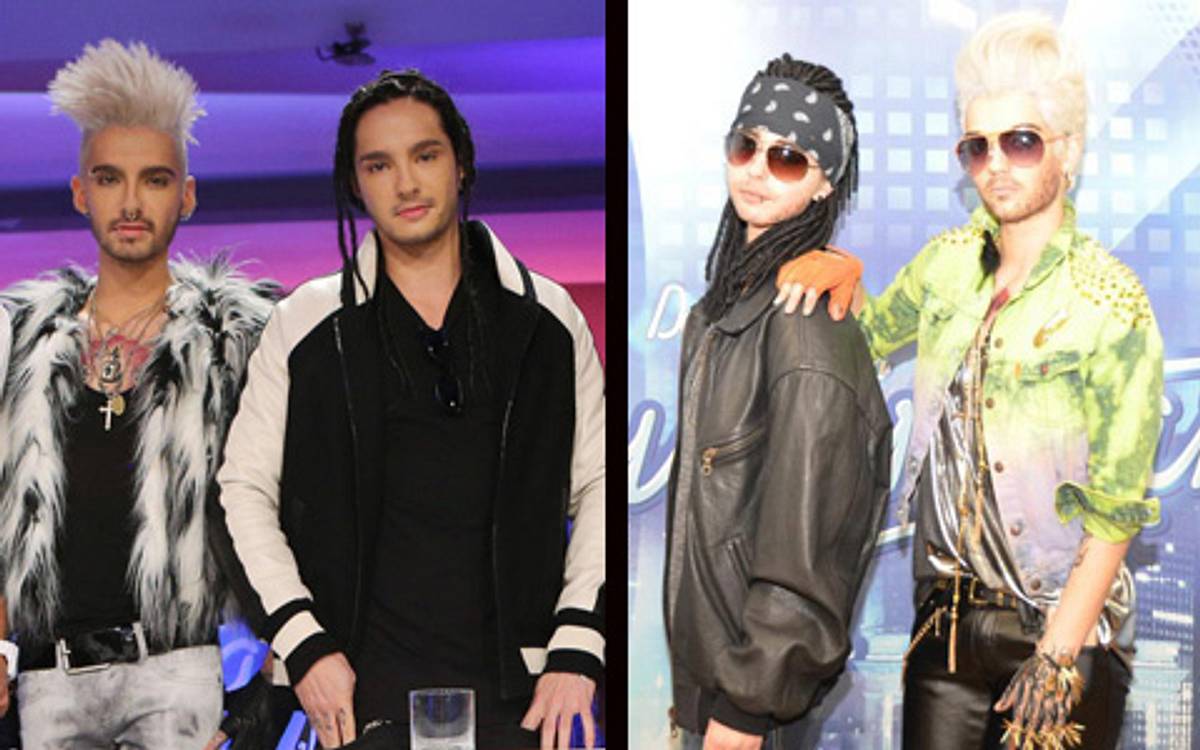 Links Bill und Tom Kaulitz – rechts daneben ihre authentischen Doubles