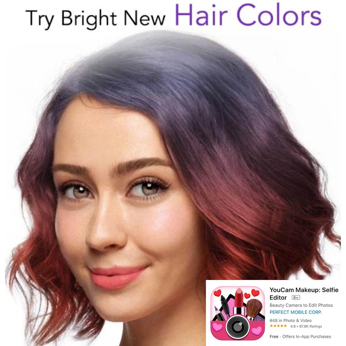 Frisuren und Haarfarben testen mit YouCam Makeup: Selfie Editor