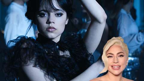 Wird Lady Gaga in der zweiten Staffel von Wednesday zu sehen sein? - Foto: Netflix und Getty Images (Dimitrios Kambouris)