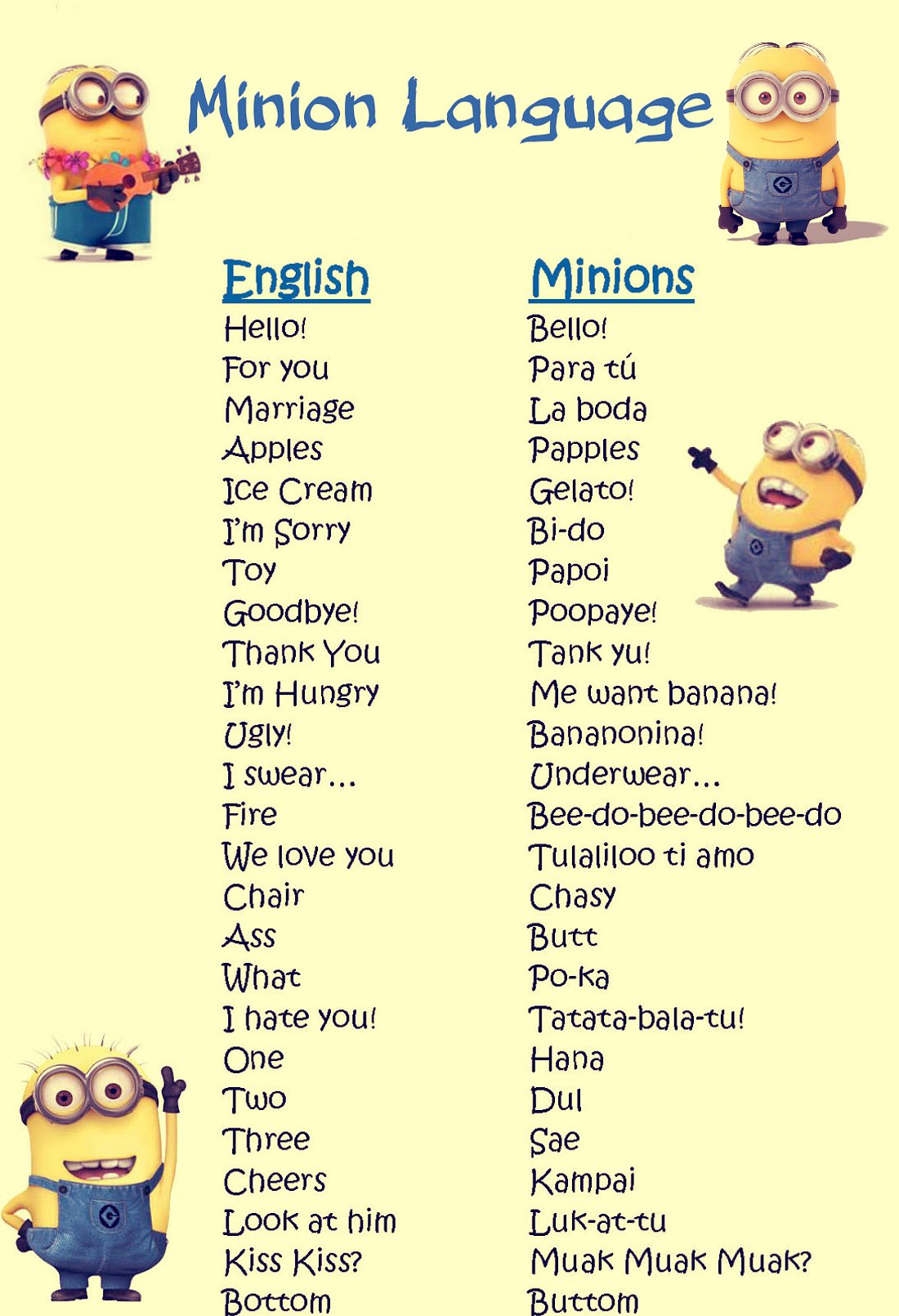 Banana Language Minions
