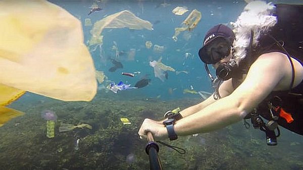 Krass: Statt Fischen gibt’s für den Taucher nur Plastikmüll zu sehen - Foto: Screenshot