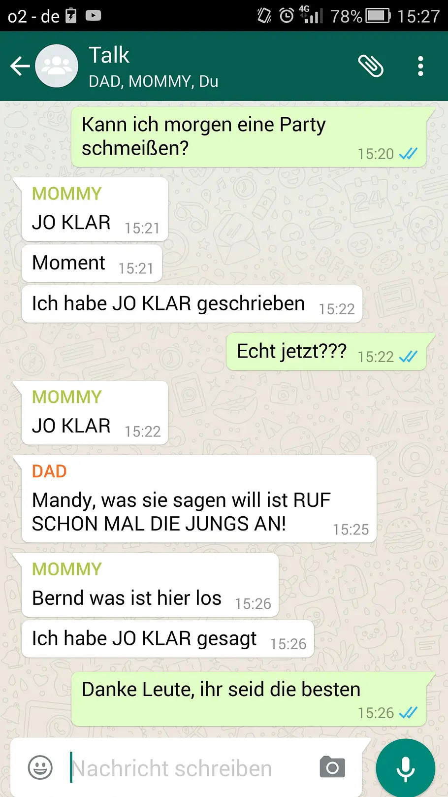Eltern-Prank, Chat