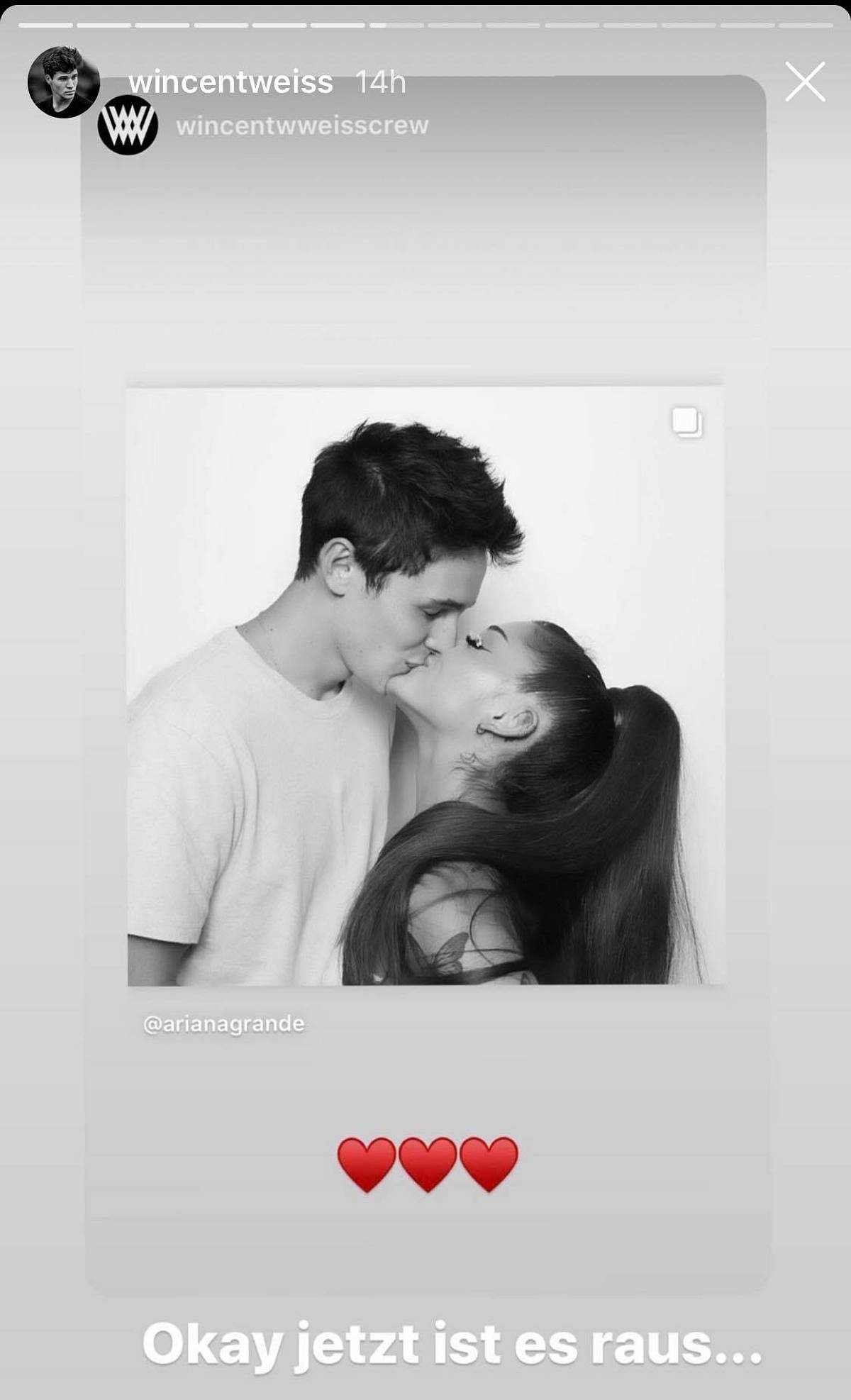 Wincent Weiss kommentiert Kuss-Foto mit Ariana Grande